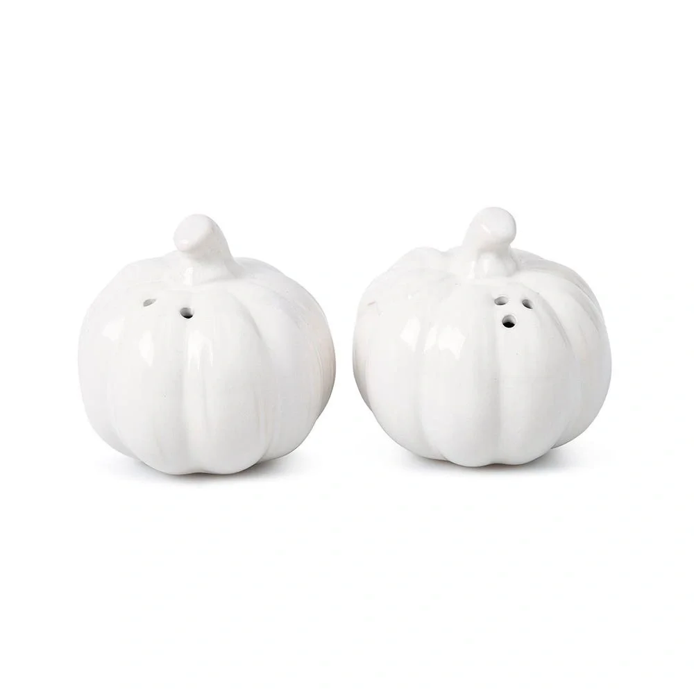Talking Tables White Ceramic Pumpkin Salt and Pepper Shakers Decor Brand New